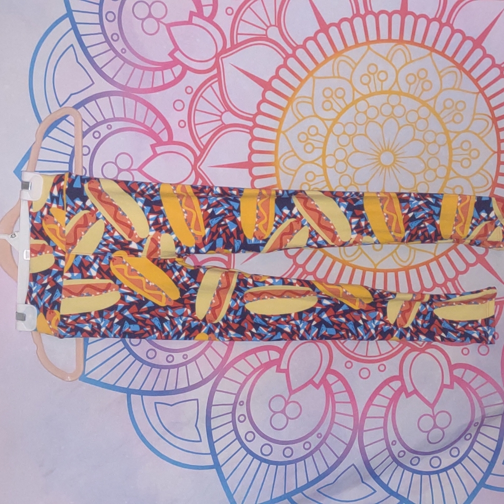 Hot dogs with red white and blue leggings